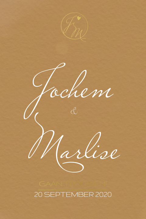 Sierlijk trouwkaartje met trouwlogo