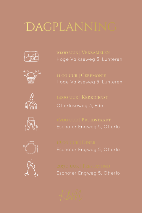 Dagplanning roest terra goudfolie met icoontje