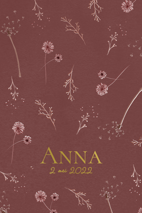 Lief vrolijk geboortekaartje meisje handgeschilderde bloemen