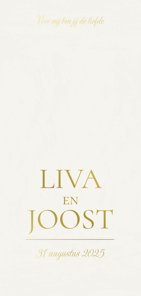 Minimalistische trouwkaart in beige met goudfolie