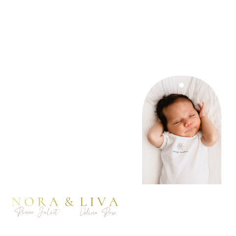 Minimalistische geboortekaart set tweeling met foto