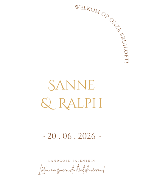 Welkomstbord wit met goud