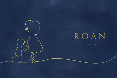 Stoer jongens geboortekaartje met zusje en broertje