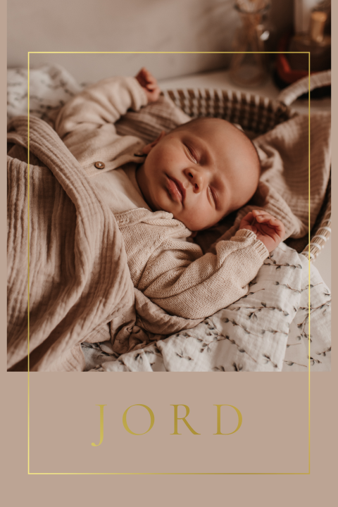 Mooi geboortekaartje jongen met foto en goudfolie