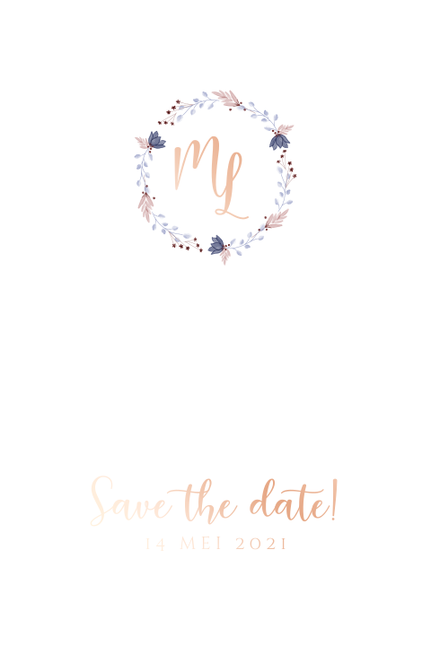 Vrolijke save the date met bloemen in roze