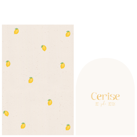 Vrolijke geboortekaart set met citroentjes