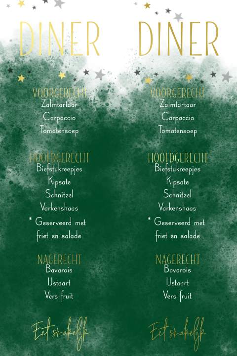 Chique dinerkaartjes donkergroen
