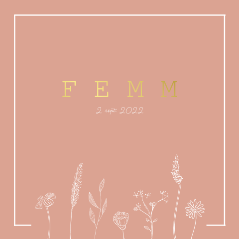 Dubbel geboortekaartje met bloemen