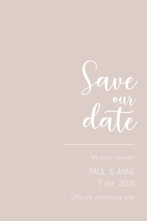 Zandkleur minimalistische save the date