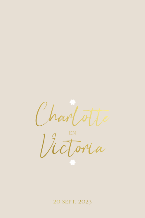 Dubbel tweeling geboortekaartje voor meisjes