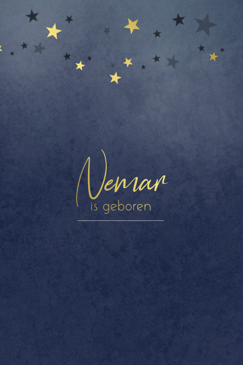 Kerstgeboortekaart met sterren en goudfolie