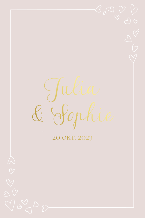 Lief tweeling geboortekaartje met hartjes in kader