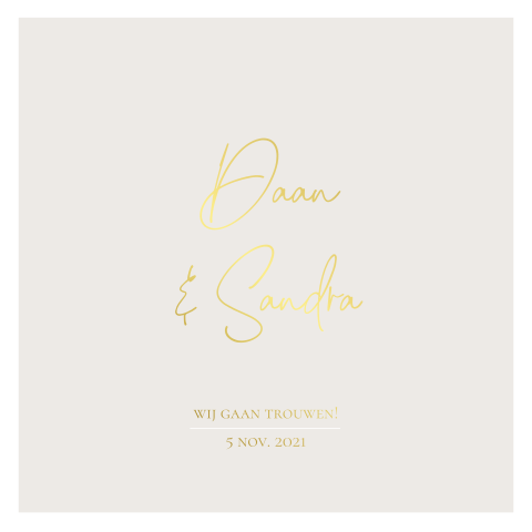 Zandkleur vierkante trouwkaart