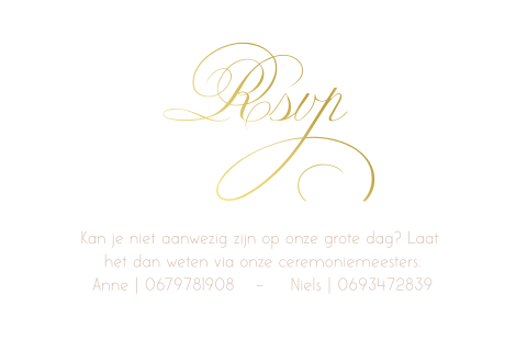 RSVP kaartje met goudfolie
