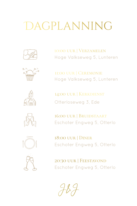 Kalkpapier dagplanning met goudfolie en icoontjes