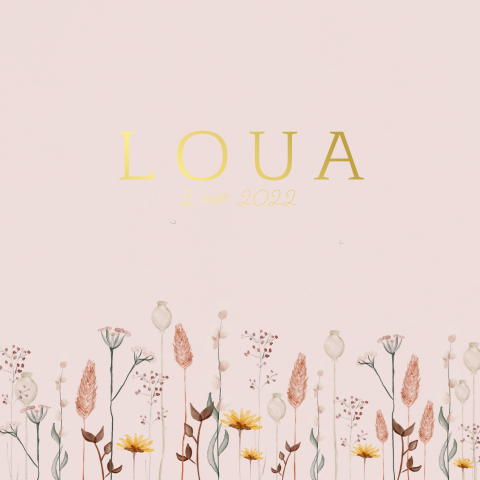 Lief vrolijk geboortekaartje meisje goudfolie