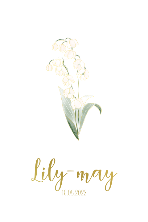 Geboortebloem geboortekaartje mei - lelietje van dalen
