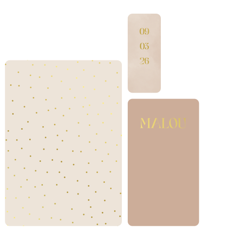 Feestelijke geboortekaart set met goudfolie