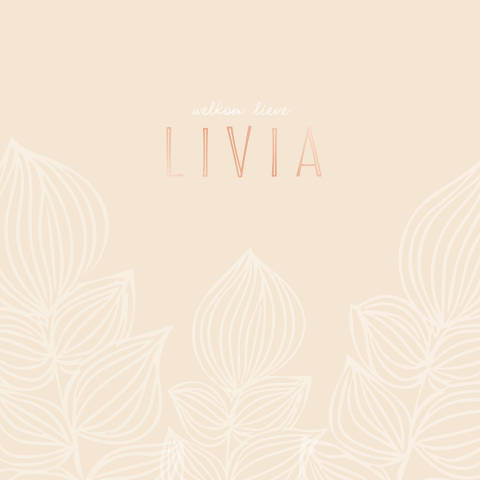 Lief geboortekaartje met bloemen en folie