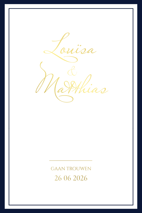 Classical Blue blauwe kaart met goudfolie