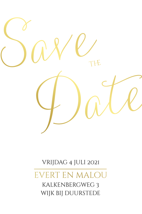 Minimalistische save the date met folie