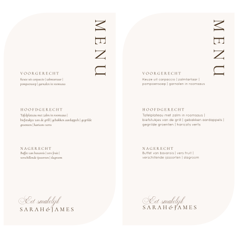 2 menukaarten bij Trouwhuisstijl Cacao brown