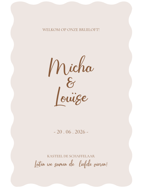 Welkomstbord met golvenvorm