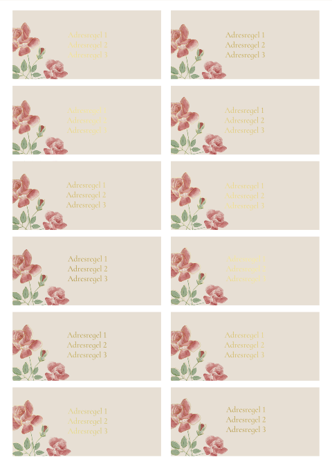 Adresetiketten met mooie rozen