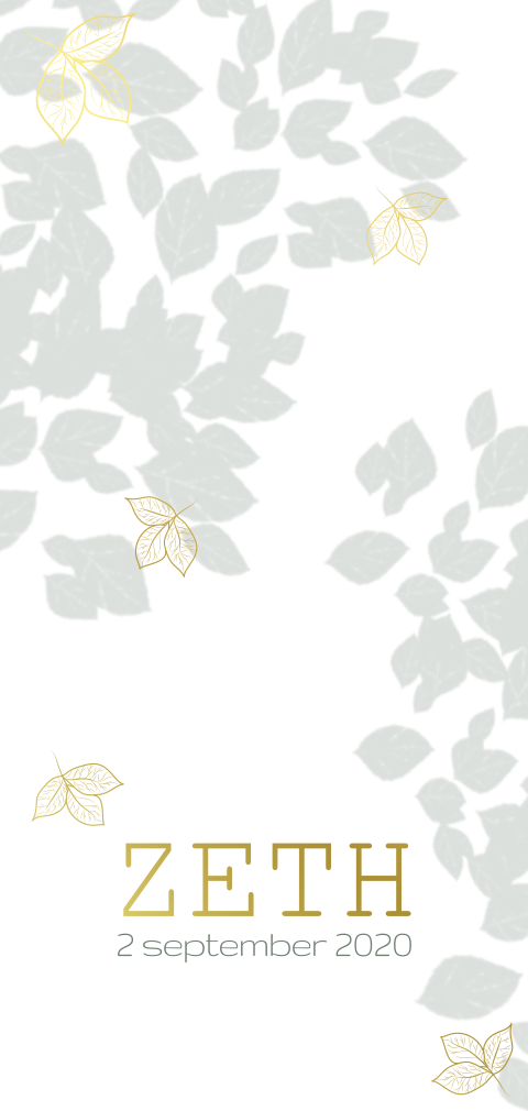 Lief geboortekaartje met blaadjes