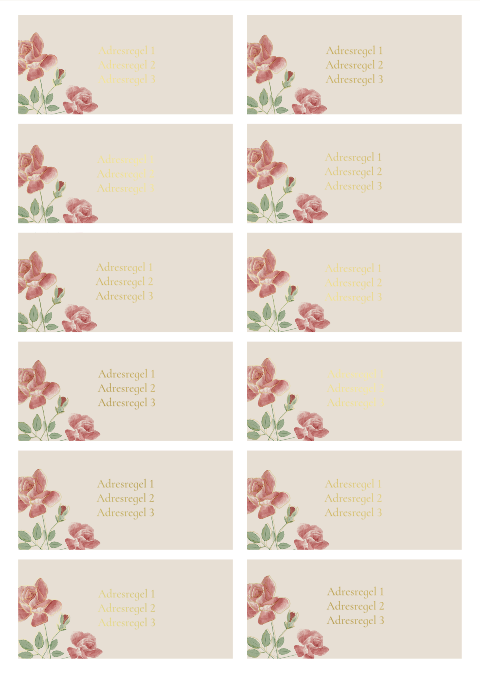 Adresetiketten met rozen
