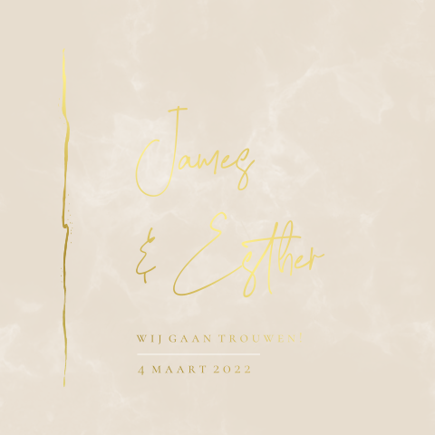 Zand marmerlook trouwkaart met goudfolie