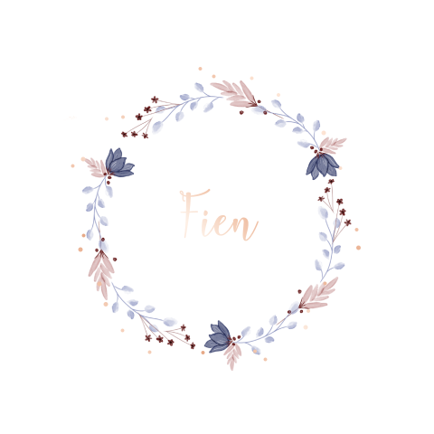 Lief geboortekaartje met blauw en roze bloemen