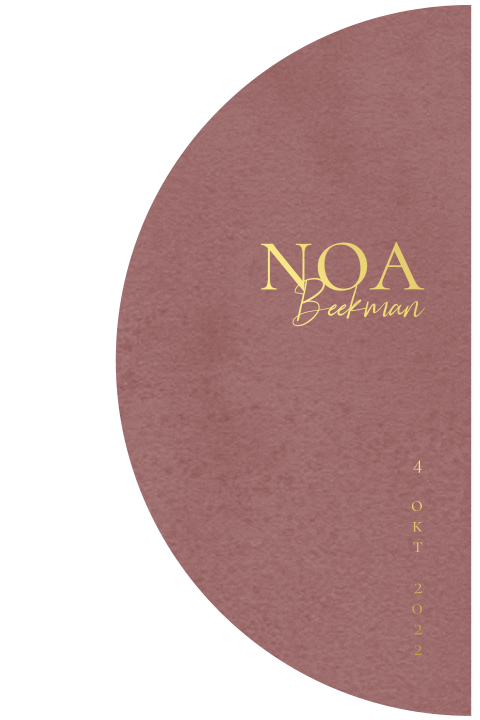 Half rond geboortekaartje goudfolie