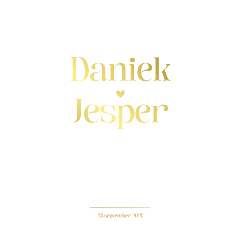 Chique trouwkaart wit met goudfolie