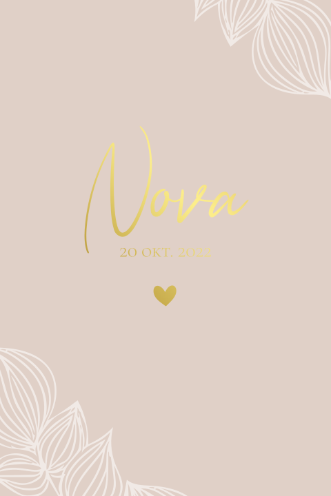 Lief meisjes geboortekaartje oudroze met goudfolie