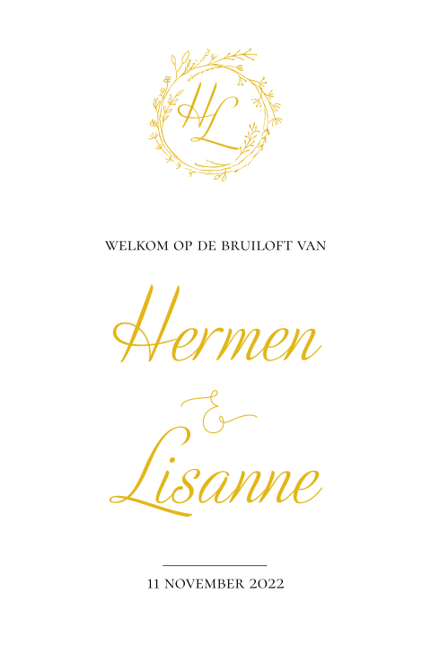 Welkomstbord chique wit goud zwart