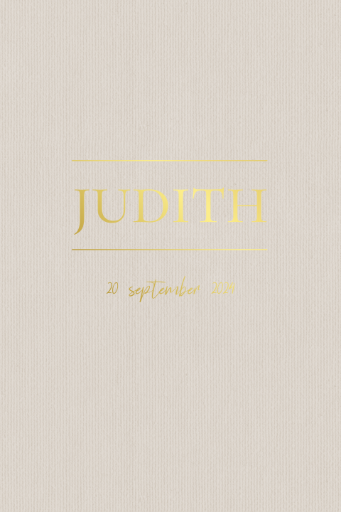 Geboortekaartje met linnenlook en goudfolie