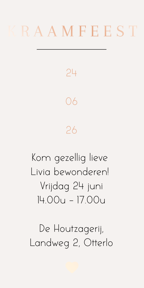 7x3,5 label kraamfeest rosefolie