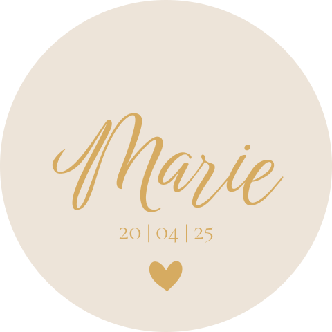 Sluitzegel beige met naam en datum