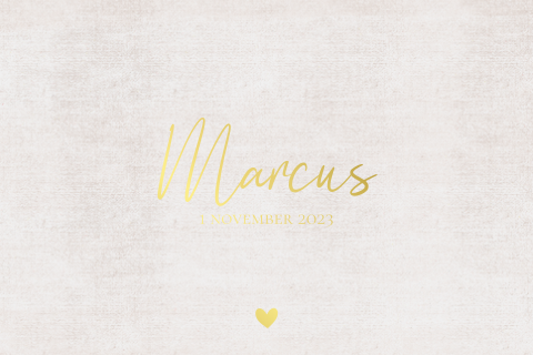 Dubbel linnenlook geboortekaartje met goudfolie jongetje