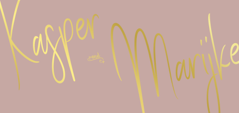 Minimalistisch trouwkaartje oudroze met goudfolie