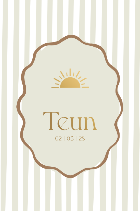 Zomers geboortekaartje met streepjes