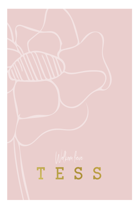 Lief geboortekaartje meisje met bloem