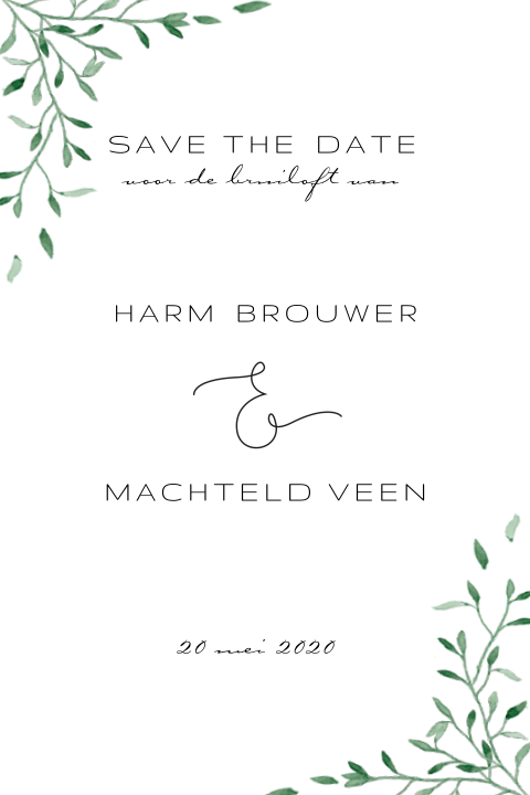 Botanische Save the date met takjes