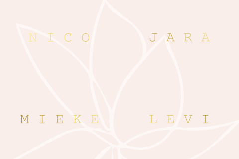 Naamkaartjes met roze en goudfolie