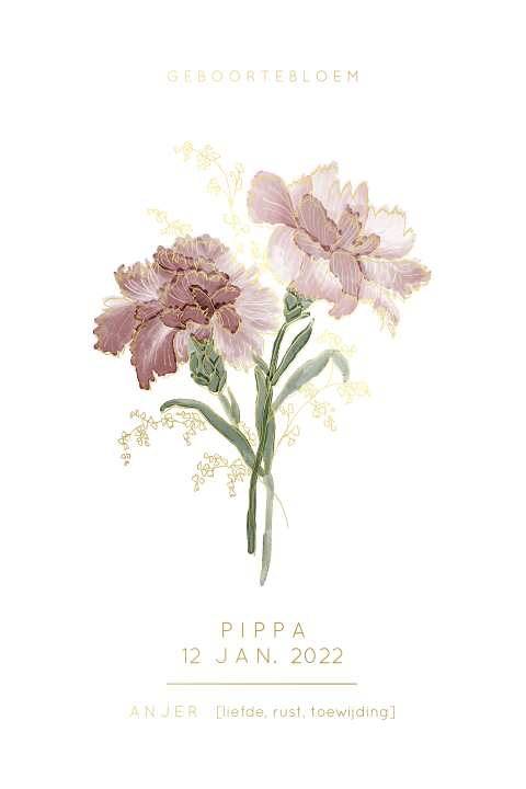 Geboortebloem poster babykamer januari