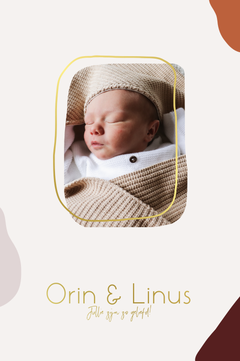 Tweeling geboortekaartje met foto abstract