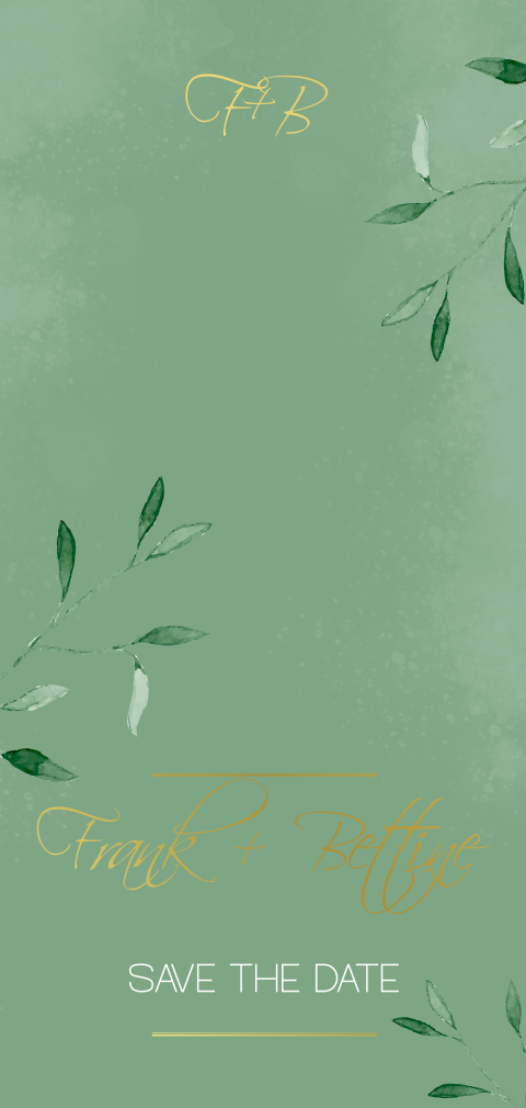 Groene save the date met takjes