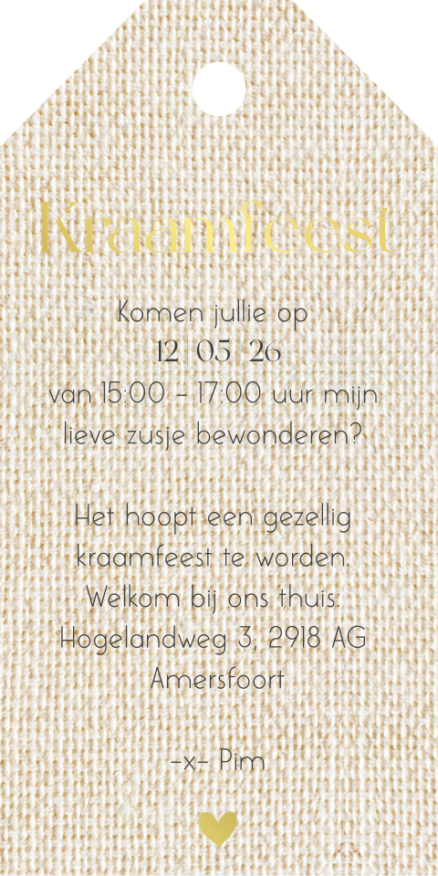 Kraamfeest label linnenlook
