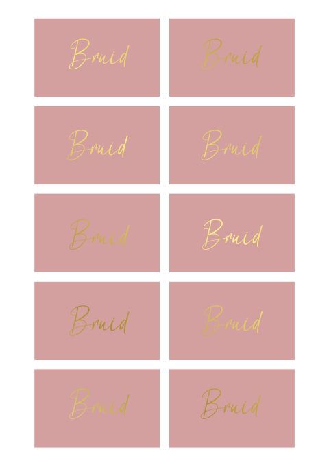 Naamkaartjes roze met goudfolie